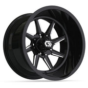 GTW Reaper 15in Golf Cart Wheel Black and Machined Ultra-Wide Deep Dish - Fits Club Car EZGO Yamaha