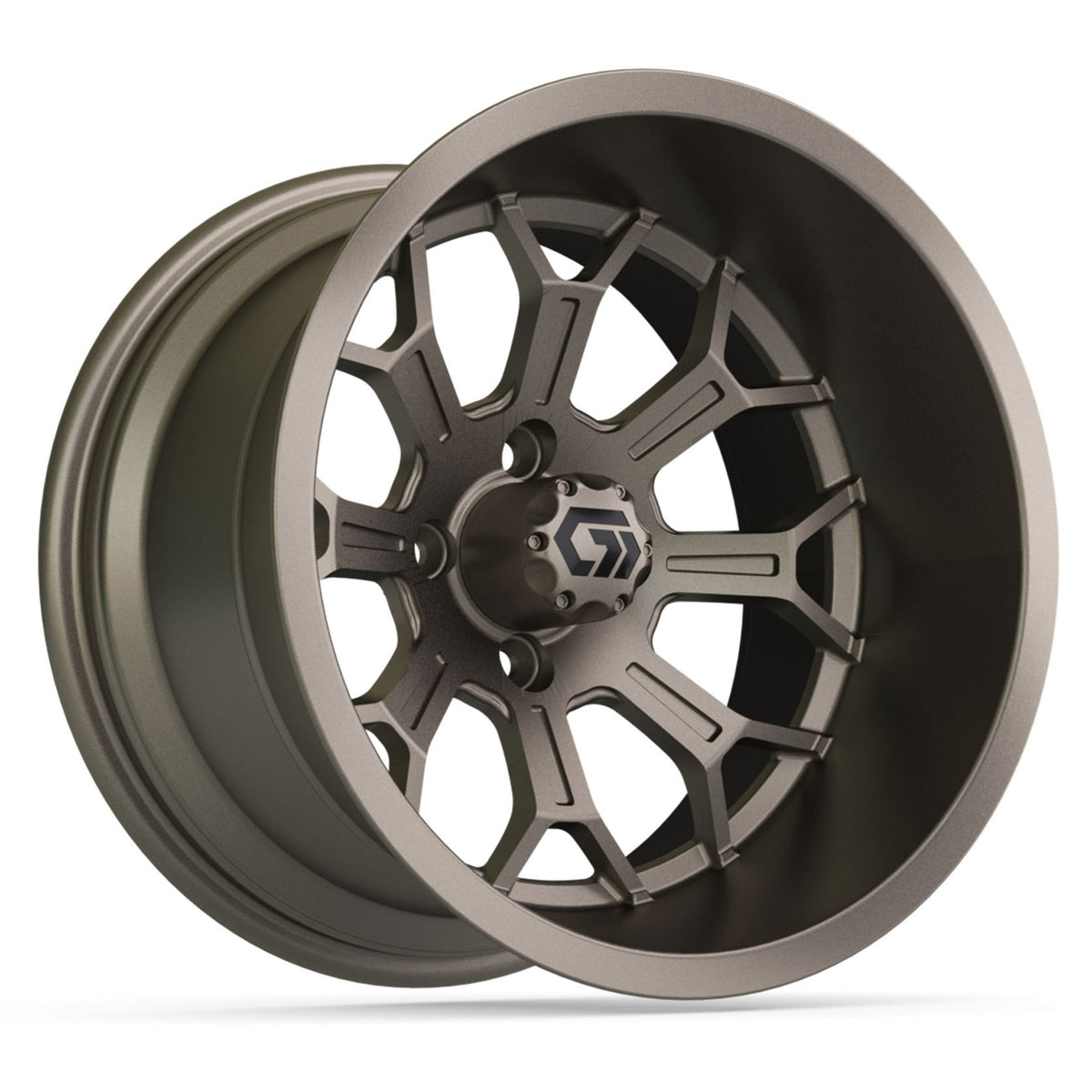 GTW Assault 15in Golf Cart Wheel Matte Bronze Ultra-Wide Deep Dish - Fits Club Car EZGO Yamaha