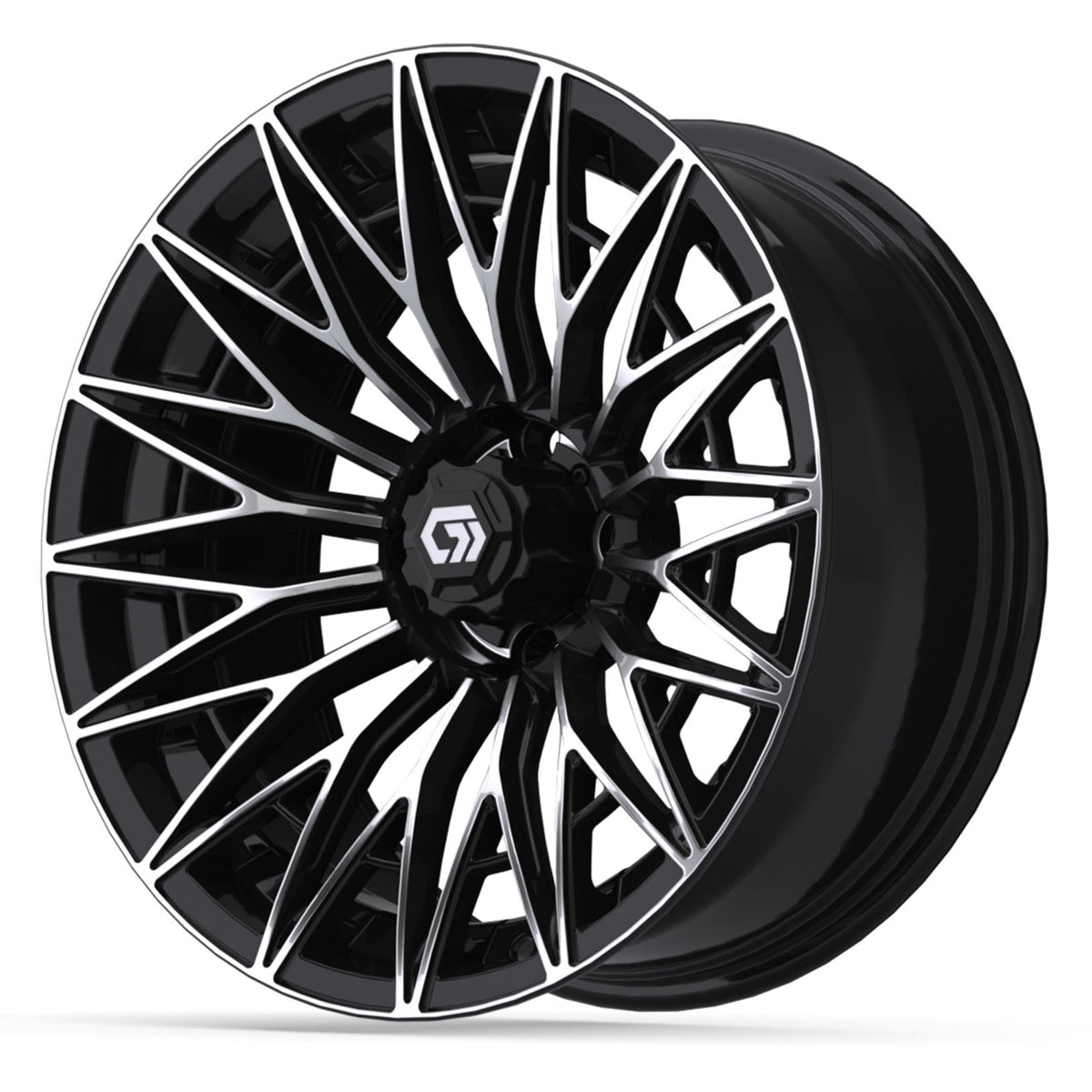 GTW 16x7 Blur Golf Cart Wheel Machined and Black view 3 - Fits Club Car EZGO Yamaha