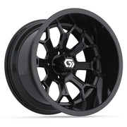 GTW Assault 15in Golf Cart Wheel Gloss Black Ultra-Wide Deep Dish - Fits Club Car EZGO Yamaha