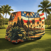Golf cart cover fully installed front left angle view - Fits Club Car EZGO Yamaha 4-Passenger